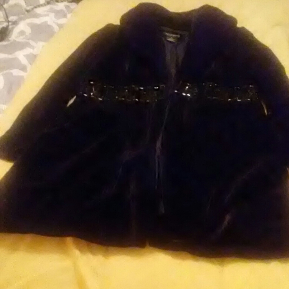 Black fur jacket coat